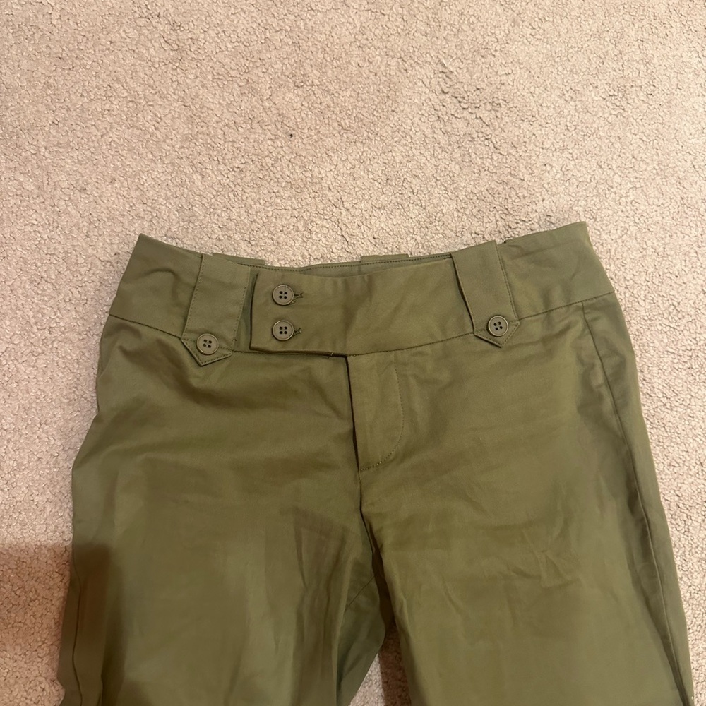 Olive Green Button-Front Pants